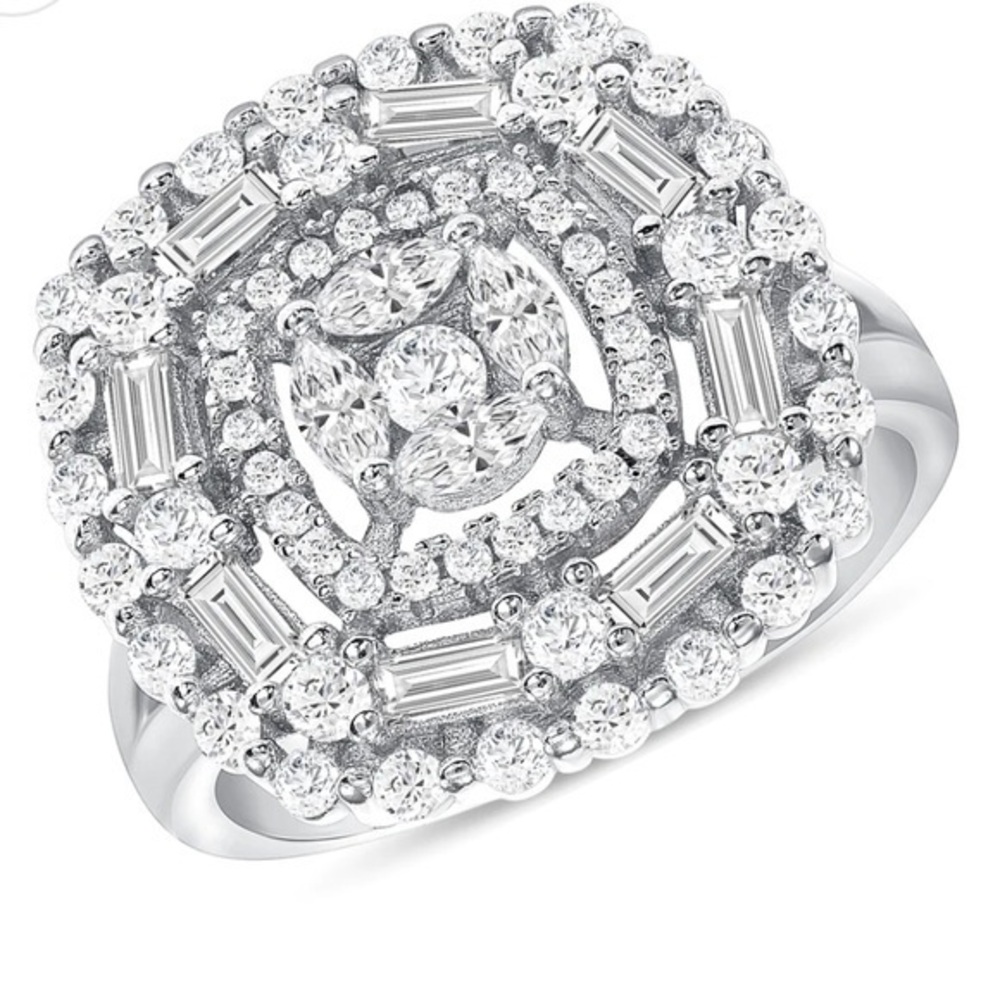 Sterling Silver Large antique look Engagement Ring sizes 7 8 9 10
